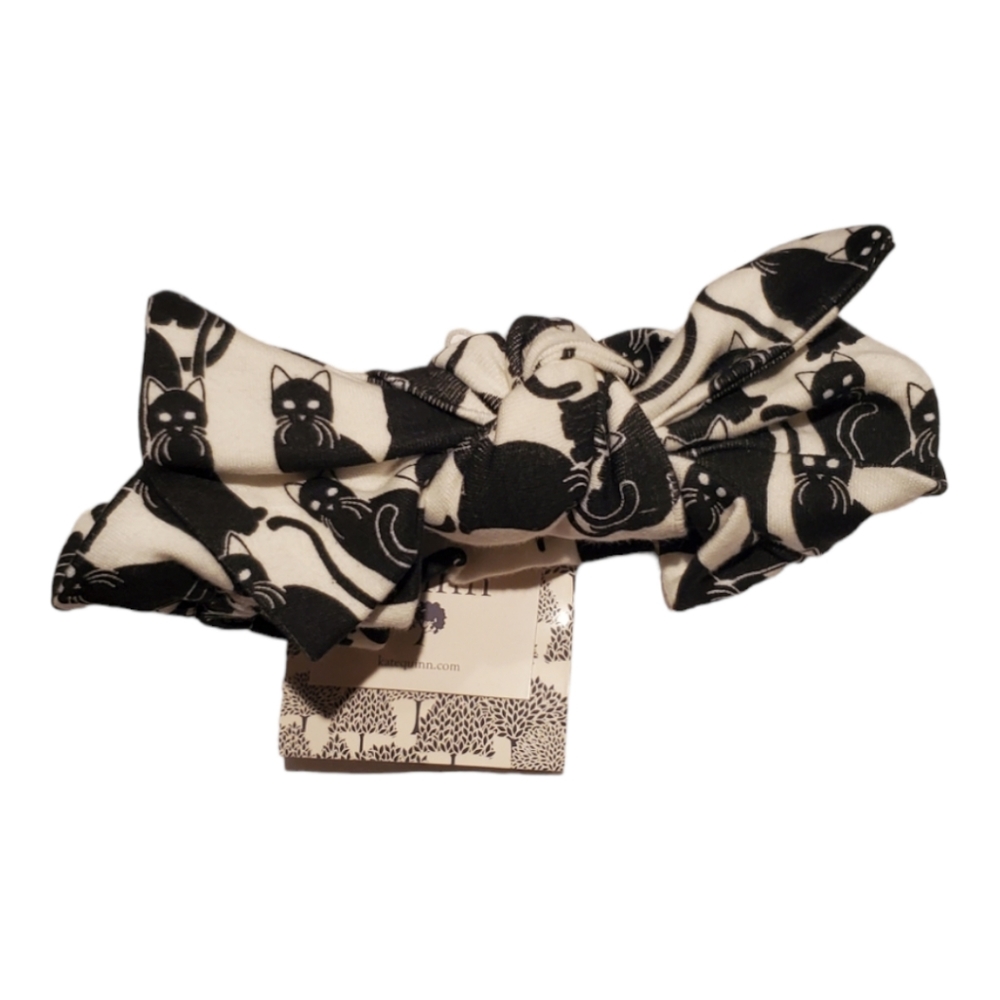 NWT Kate Quinn Bamboo Black Cat Large Bow Elastic Headband